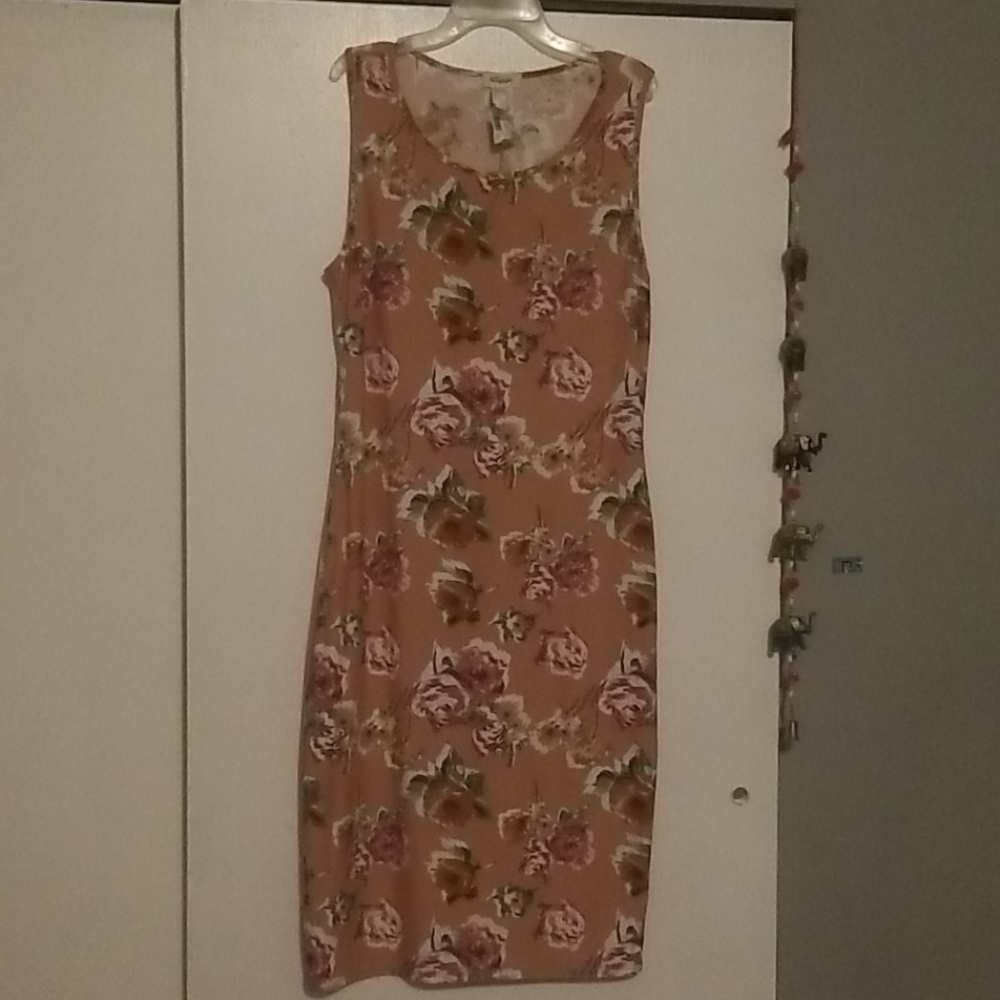 Pink floral midi dress